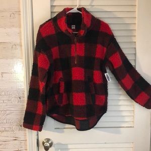 Buffalo plaid fleece quarter zip